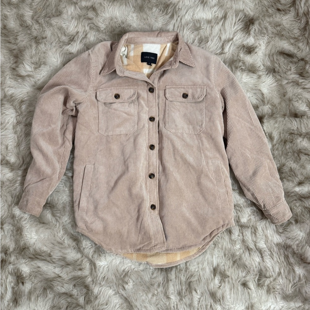 Love Tree Tan Corduroy Shacket